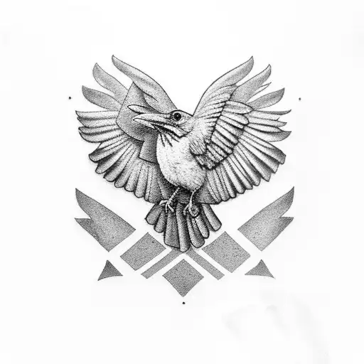 Bicep Raven With Maryland And Baltimore Theme Black And White