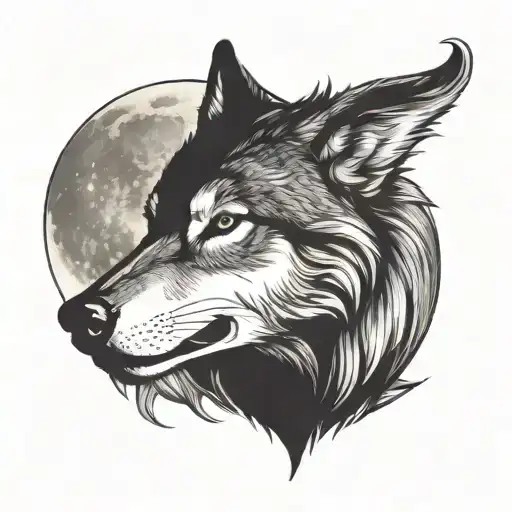 Wolf Face Moon Merging Together Representing Each Family
