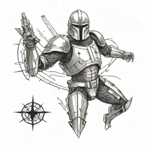 Torn Skin Half Sleeve Tattoo Featuring A Suit Of Armor And Some Integration With Star Wars