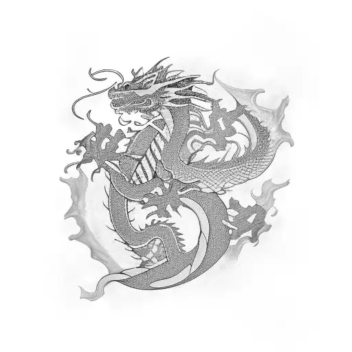 Dragon Scale With Flowers