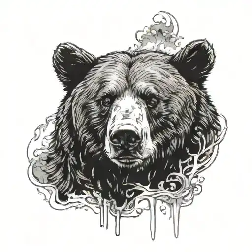 Black Bear With A Cross Scar Across Its Left Eye