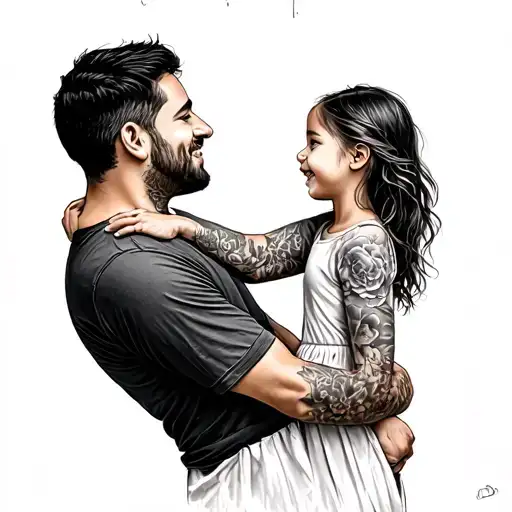 Father Raising Daughter Overhead