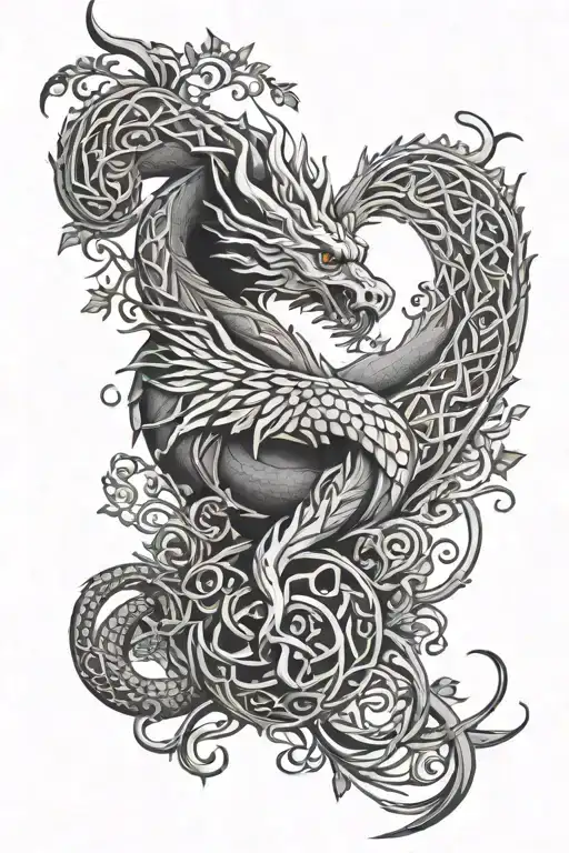 Celtic Dragon Arm Sleeve With Tree Of Life Tree