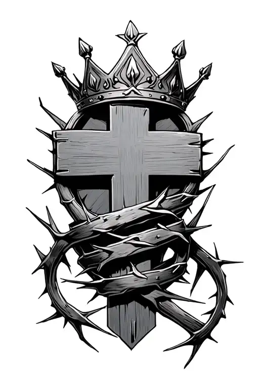 Crown With Thorns Wrapped Around Cross