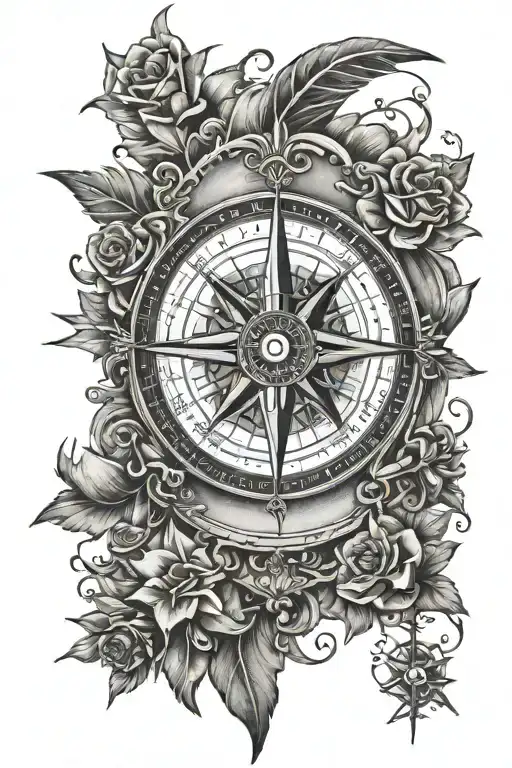 Compass Rose Clock Mindfullness Stregnth Integirty Respect Honor