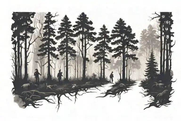 Forest With A Lot Of Scary People-like Silouetes