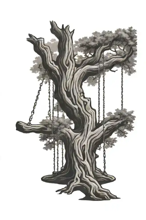 Tree With Swing Hanging