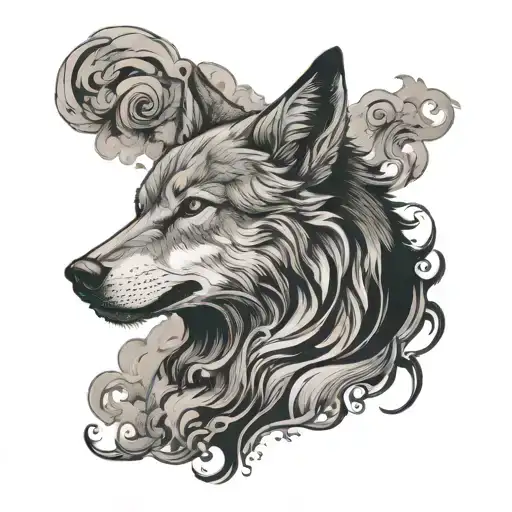 Smoke Rising Into The Shape Of A Wolf