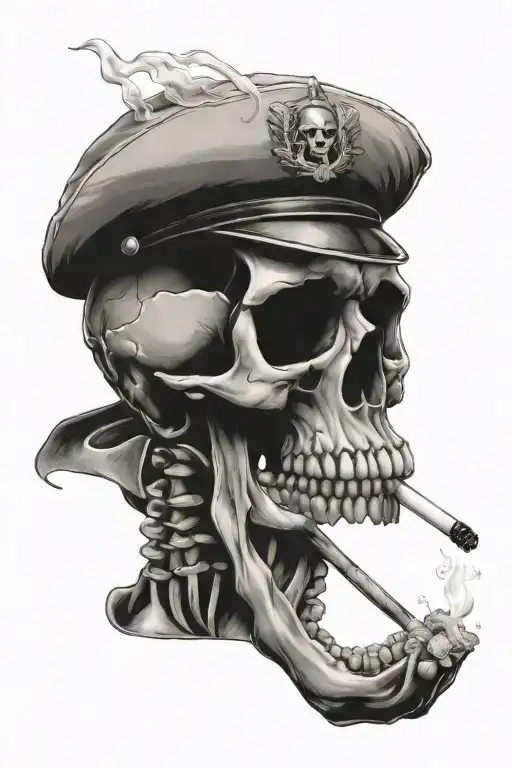 Skull With A Cigarette Being Consumed