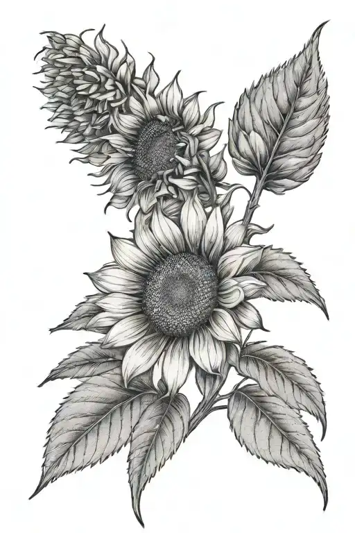 Sun Flower And Gypsophila Paniculata