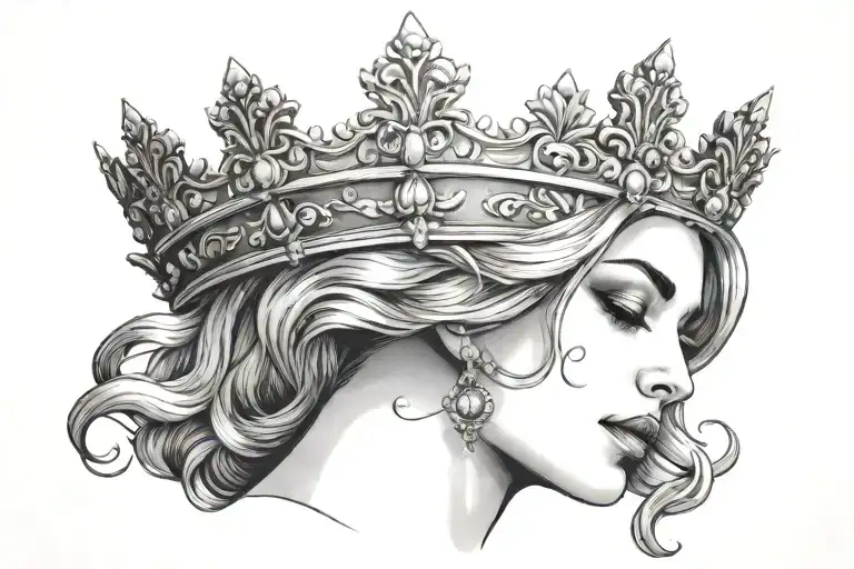 Elegant Female Face With Crown