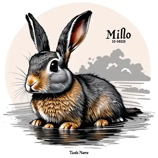 Water Hare With First Name Milo And Date Of Birth 19 06 2023