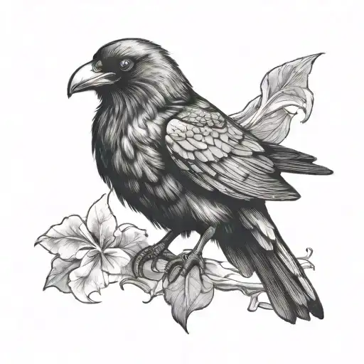 Crow Sitting Facing Forward