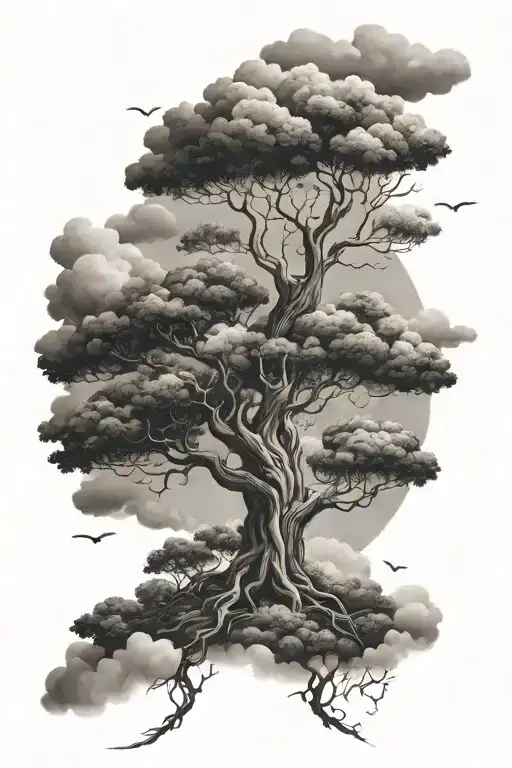 Magic Tree With Clouds Above It