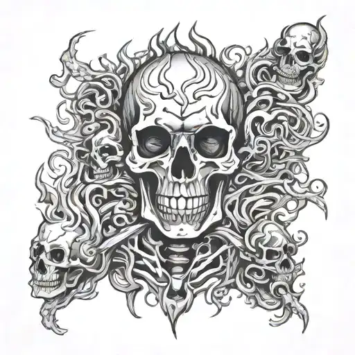 Skeleton Set In Fire