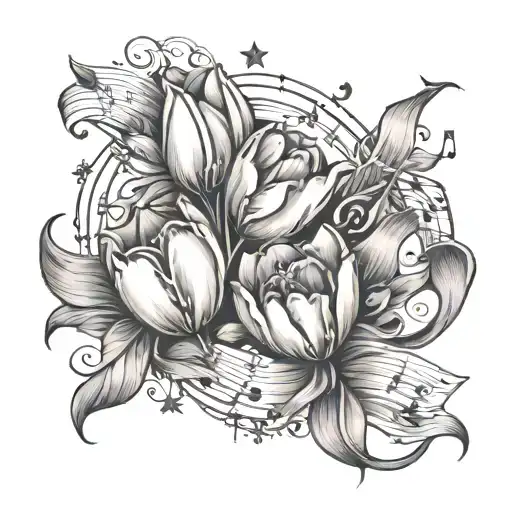 Tulips And Cards And Stars And Music Notes