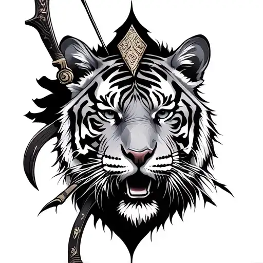 Warrior On Tiger With Great Bow