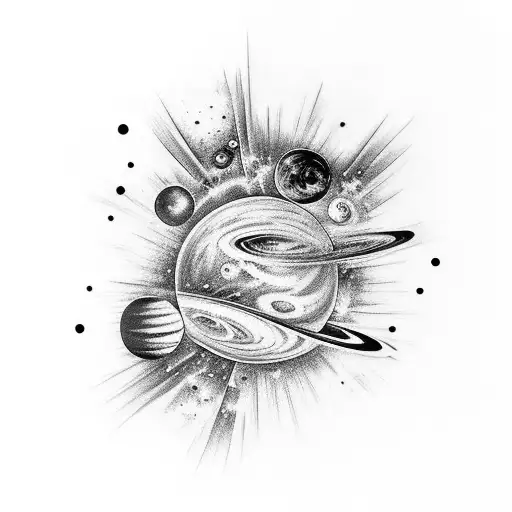 Design A Half-sleeve Tattoo Of A Printer Spewing Out A Galaxy Of Stars And Planets