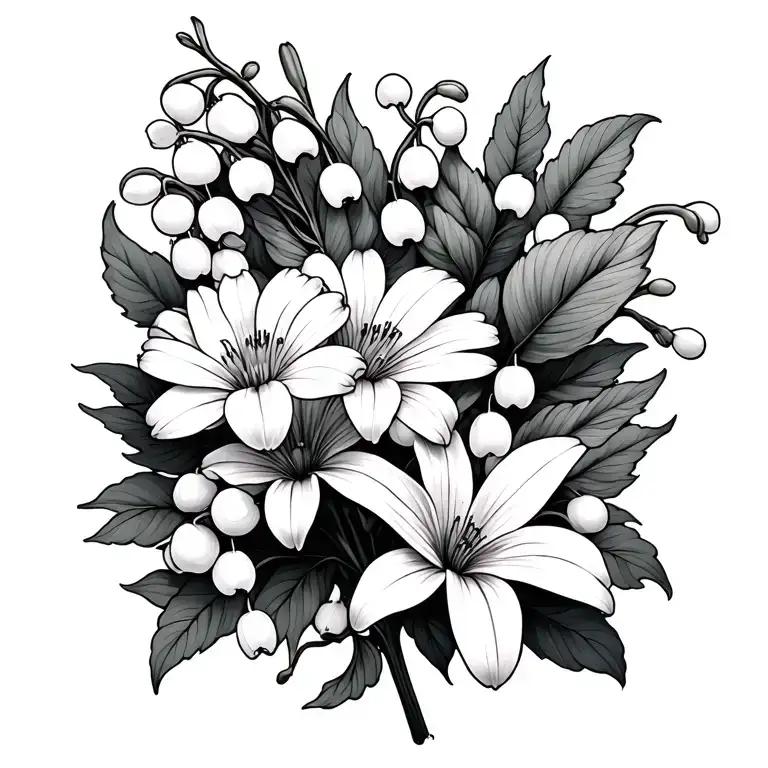 Floral Aster And Lily Of The Valley Intertwined