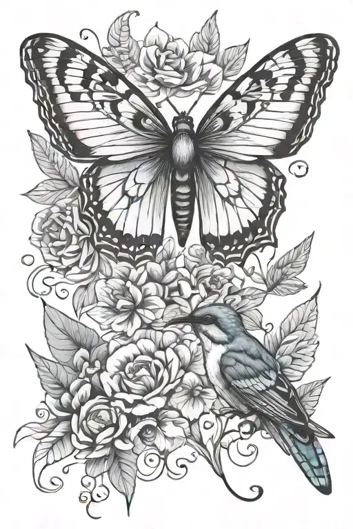 Butterfly Dragonfly And Blue Wren Whimsical Design