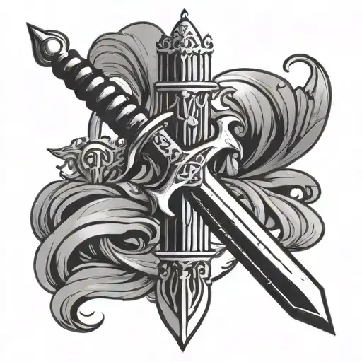 Simple Yet Christian Tattoo Drawing With A Sword