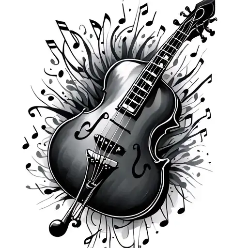 Music Notes And Instruments Intertwined