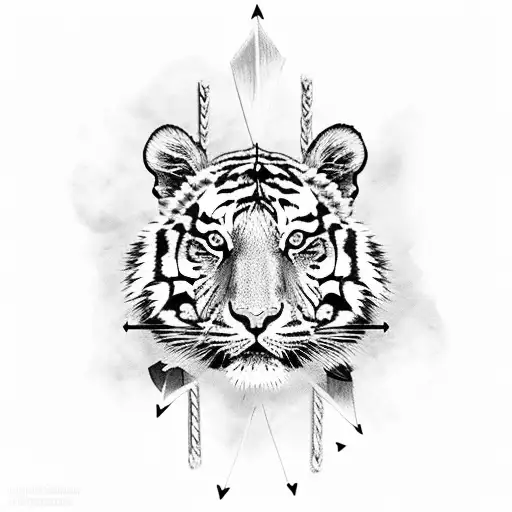 Tiger With Arrows Through Its Head