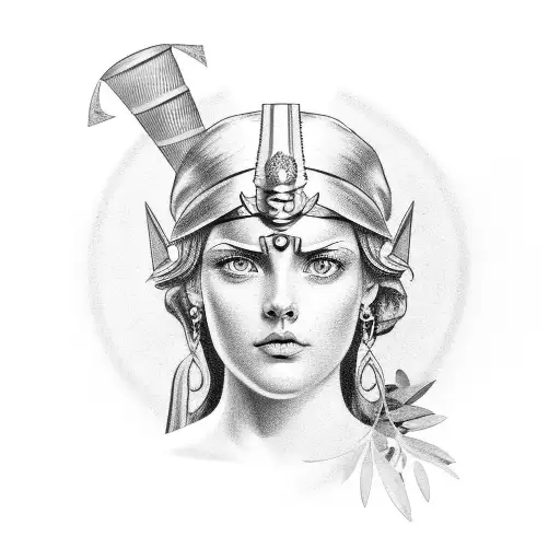 Athena With Olive And Bay Tree Leaves