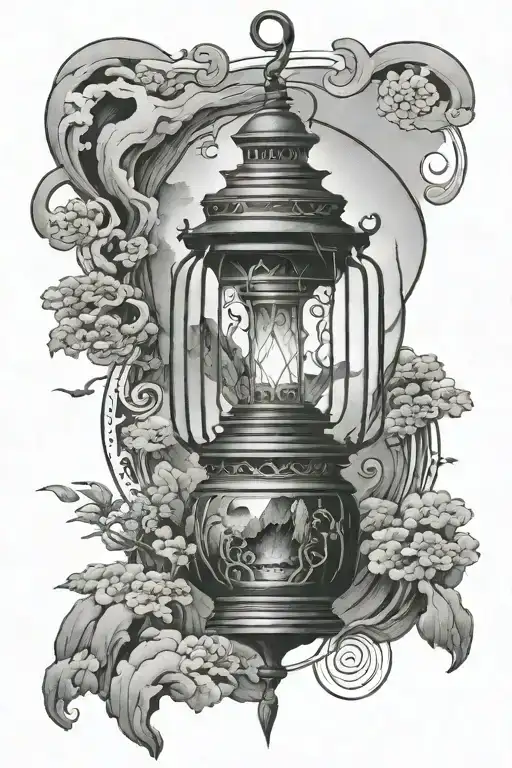 Vietnamese Lantern With Sliding Road In Between Mountains Inside It