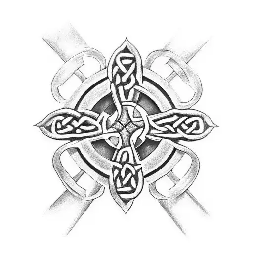 Celtic Cross With Symbols For Faith Hope And Hunter
