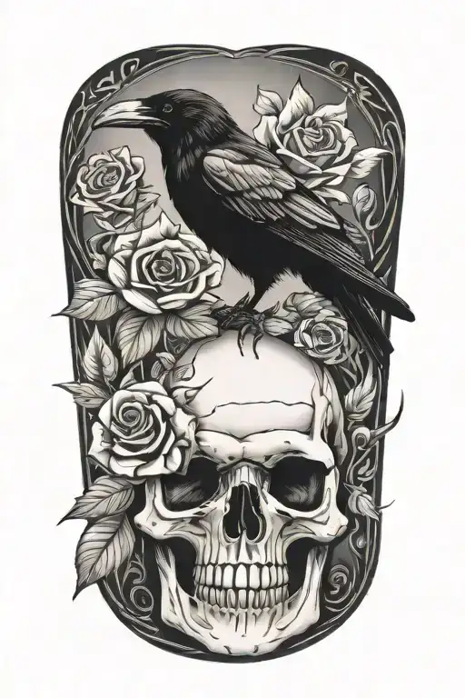 Raven Skull Rose Made