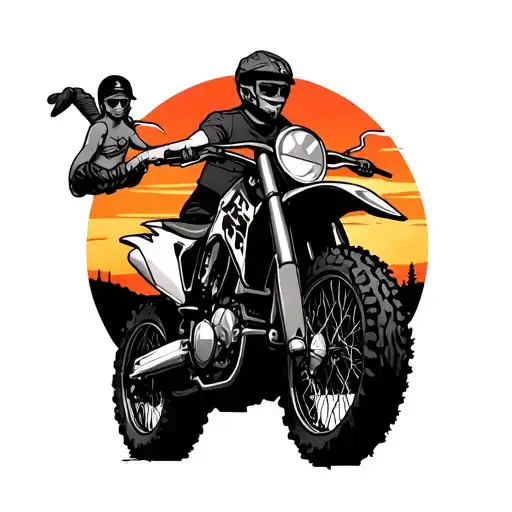 Dirt Bike Sunset Holding Hands