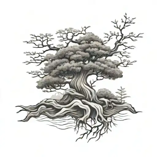 Cross And Bonsai Tree Branch Wrapped Together