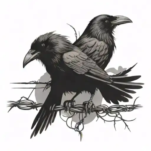 Raven And Barbed Wire
