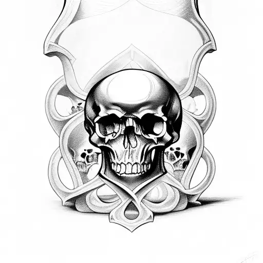 Hourglass With Skulls Inside