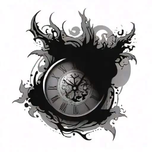 Clock Face With Evil Background Black Grey