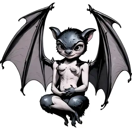 Momma Bat Holding A Baby Bat Wings