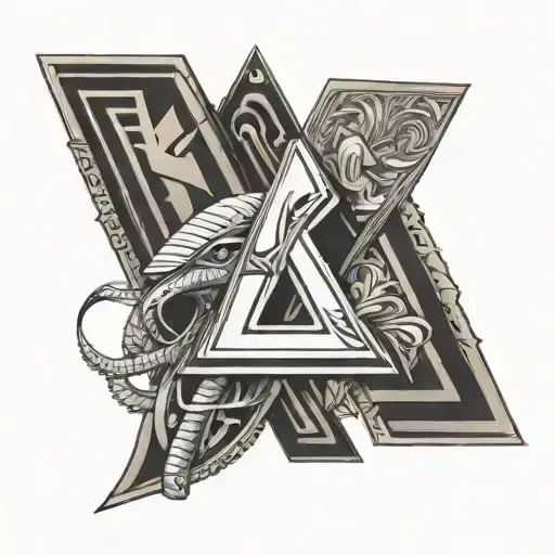 Letter K And Egyptian Theme Hand Tattoo Design