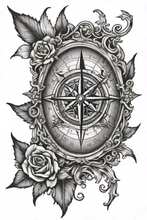 Compass Rose Clock Mindfullness Stregnth Integirty Respect Honor
