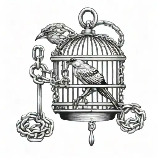 Bird In A Cage With Chains