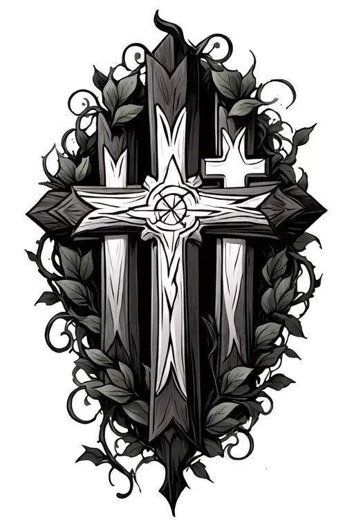 3 Crosses With A Vine Around Them