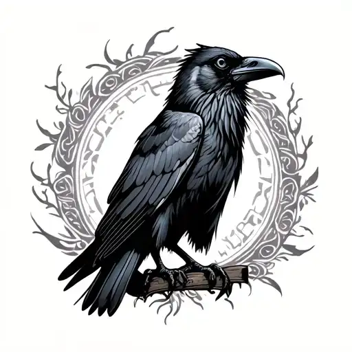 Black Raven In Gothic Font