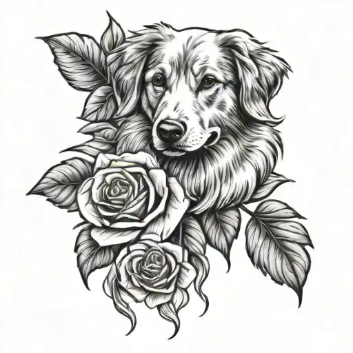 Duck Toller Dog Paw With Roses