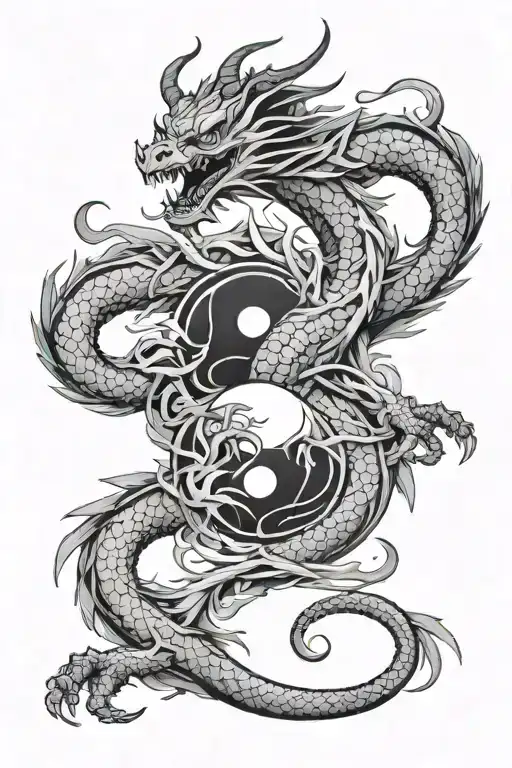 Yin Yang Dragon Vs Samurai