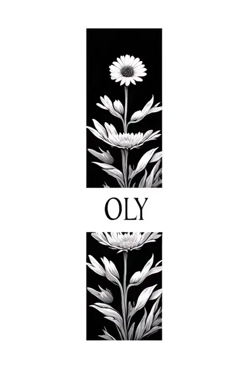Minimalist Aster Flower With The Name Olly As The Stem