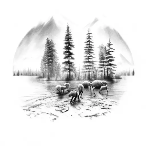 Intricate Forest Scene With A Hidden Camera And Business Briefcase Among The Wildlife