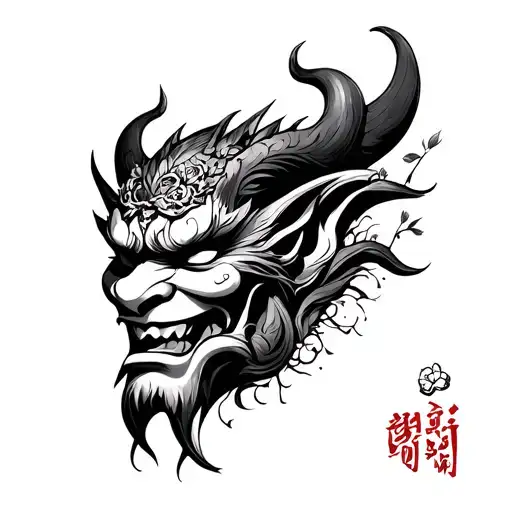 Oni Mask With Nature Scene