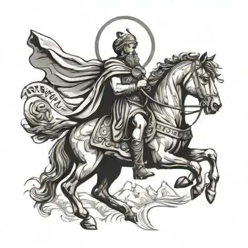 Saint Christopher Riding A Horse With Roman Numerals