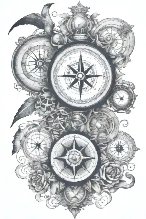 Wisdom Courage Bravery Honor Compass Rose
