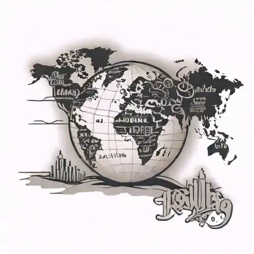 A Globe With Hip-hop Lyrics As Latitude And Longitude Lines